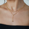 Gold Bezel Set Layered Y Necklace