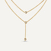 Gold Bezel Set Layered Y Necklace