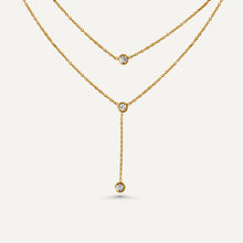  Gold Bezel Set Layered Y Necklace