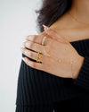 Gold Bezel Hand Chain Bracelet