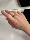 Gold Bezel Hand Chain Bracelet