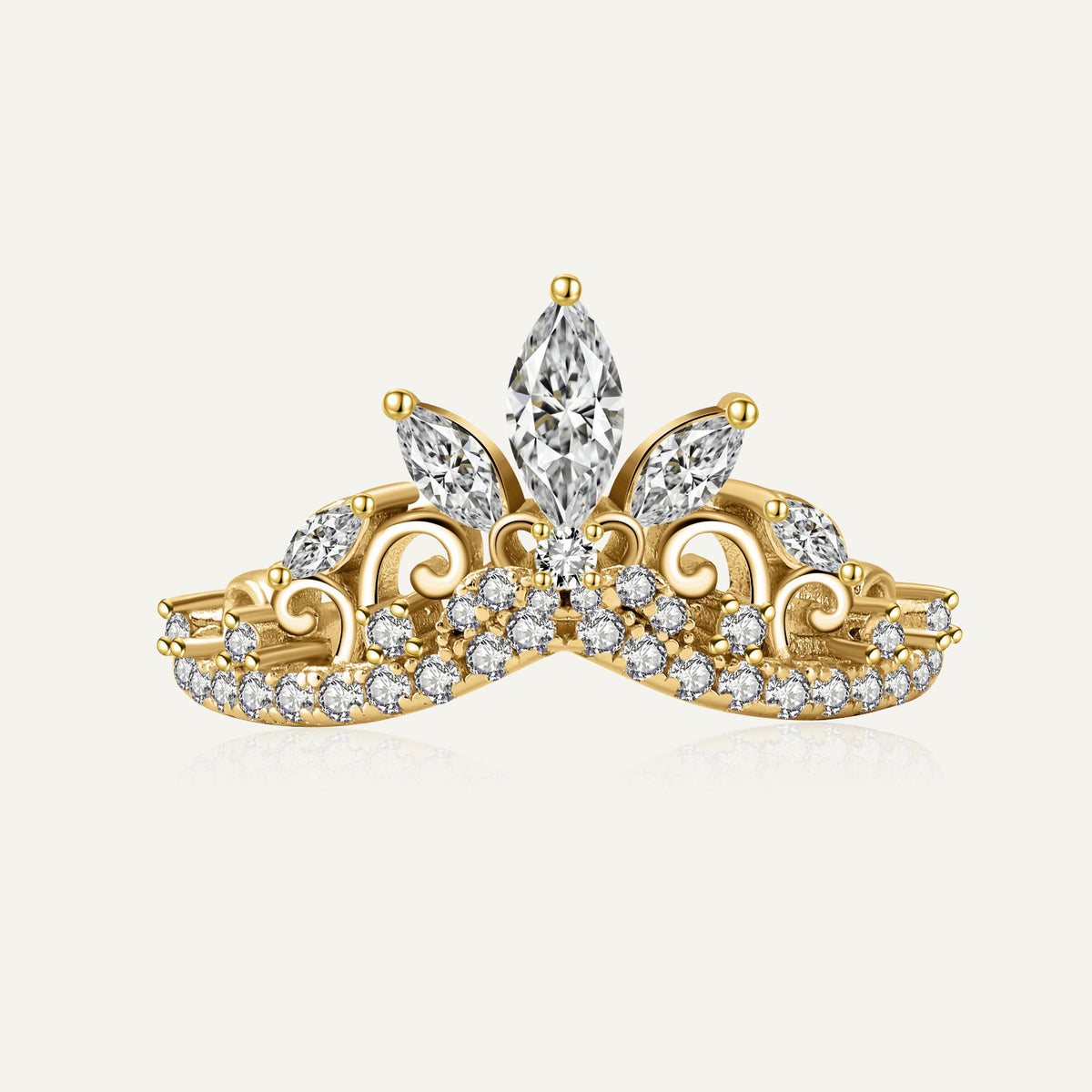 Tiara Setting Ring Gold Princess Tiara Wishbone Ring – House of Zarrin