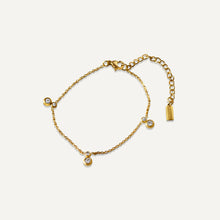  Gold Bezel Drop Chain Bracelet