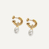 Pearl Drop Mini Hoop Earrings