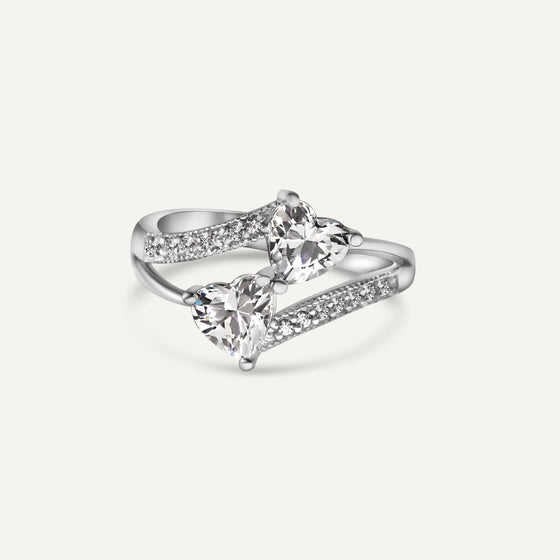 bound by love double heart shaped ring promise ring