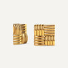 Gold Woven Square Stud Earrings