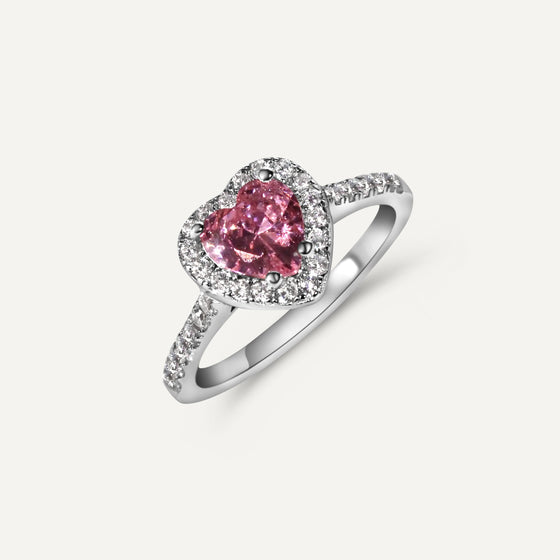 Pink Halo Heart Ring